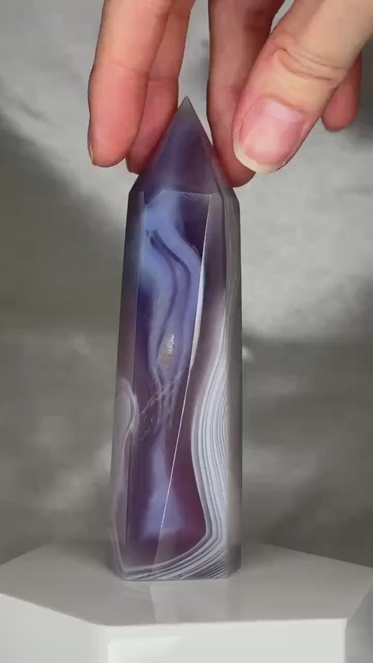Dyed Jelly Agate Tower | Color Enhanced Agate Crystal Point | Polished Standing Agate Mineral Specimen for Display, Decor & Collectors