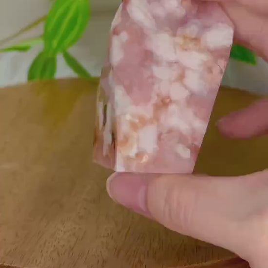 Pink Carnelian Flower Agate Freeform | Polished Crystal Display | Stone of Passion & Growth | Natural Gemstone for Energy And Balance