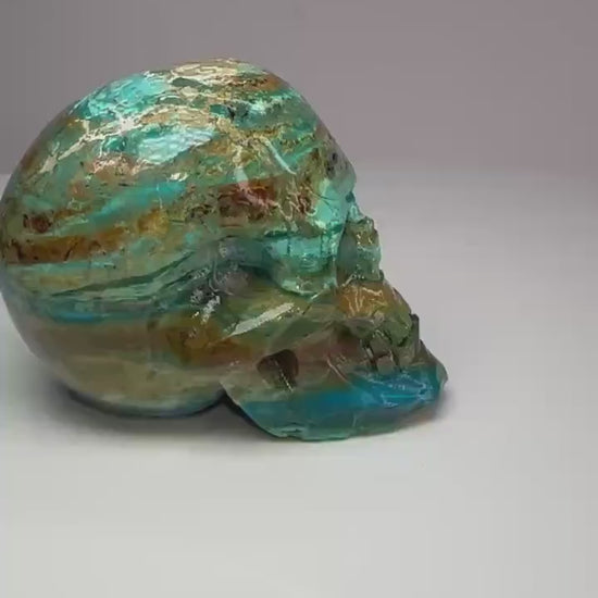 Master Carved Peruvian Opal Skull | Collectible Crystal Carving for Emotional Communication & Unique Display Decor