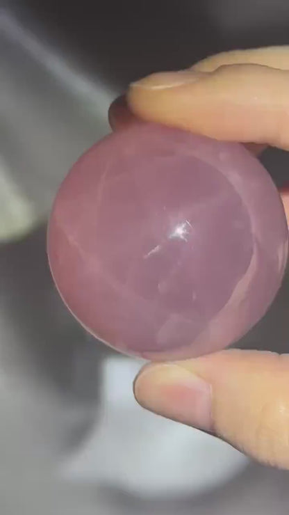 Rose Quartz Sphere – Polished Pink Crystal Orb of Love, Gentle Heart Chakra Stone, Decor, Meditation, or Gift Display