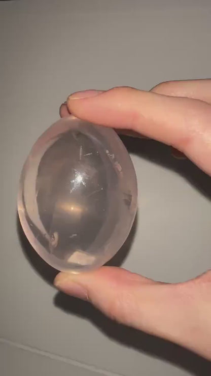 HQ Rose Girasol Quartz Palm Stone with Asterism Star | Natural Pink Quartz Hand Stone | Polished Mineral Specimen for Collectors & Display