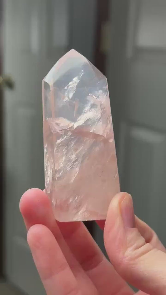Gemmy Rose Quartz Towers | Brazil | Natural Pink Crystal Point | Raw Standing Rose Quartz for Decor, Energy Work & Crystal Collectors