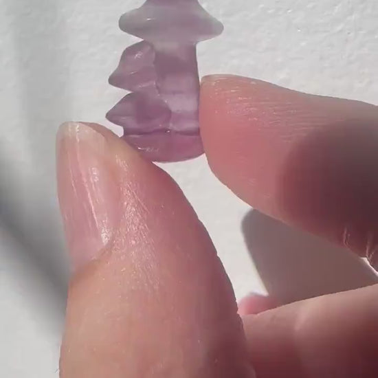 Mini Fluorite Mushrooms | Carved Fluorite Crystal Toadstools | Natural Gemstone Decor | Cute Crystal for Collection & Display
