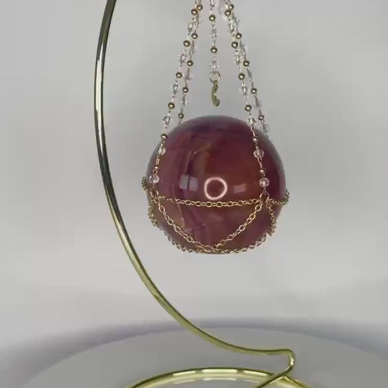 Crystal Sphere Holder Hammock | Elegant Display Stand in Silver, Gold, or Rose Gold | Showcase Orbs & Spheres | Home Decor for Collectors