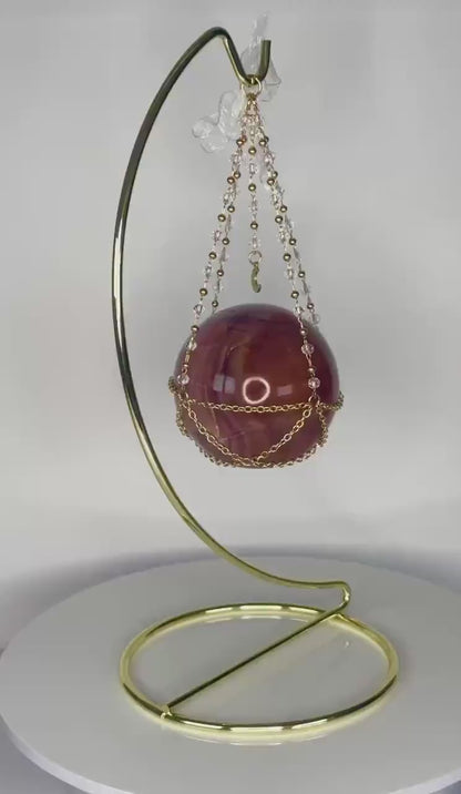 Crystal Sphere Holder Hammock | Elegant Display Stand in Silver, Gold, or Rose Gold | Showcase Orbs & Spheres | Home Decor for Collectors