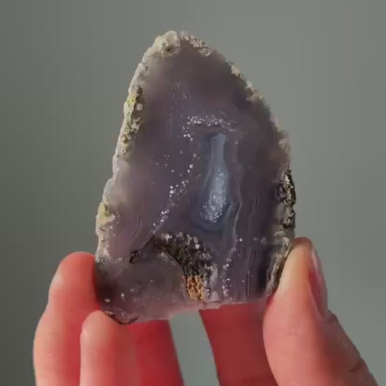 RARE Starry Night Agate | Polished Geode with Subtle Flake Patterns Resembling a Starry Sky | Unique Gem for Display or Collection