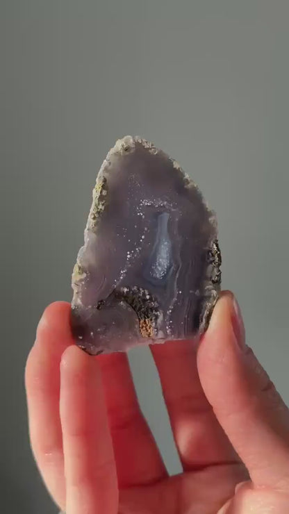 RARE Starry Night Agate | Polished Geode with Subtle Flake Patterns Resembling a Starry Sky | Unique Gem for Display or Collection